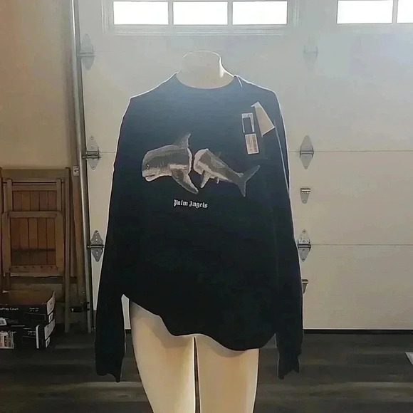 PALM ANGELS SHARK CREW BLACK - Picture 1 of 4